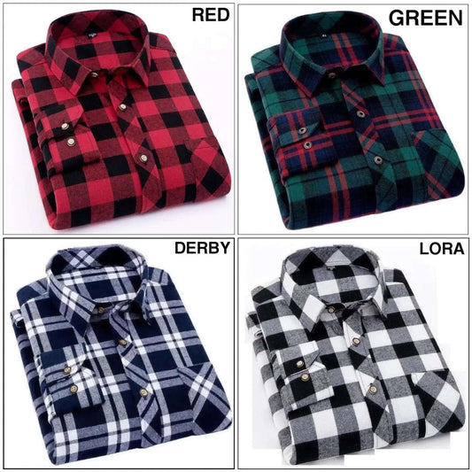 Red, Green, Lora, Icon (Pack of 4) Checked Cotton Shirts